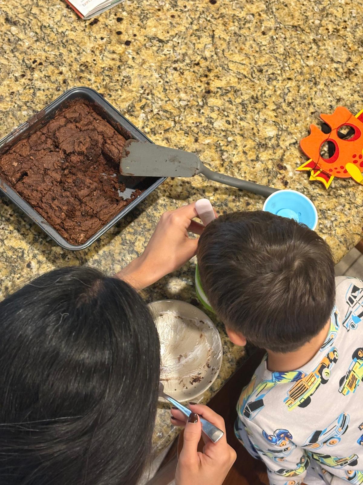 Family brownie time - fresh baked Mamita Mae brownies