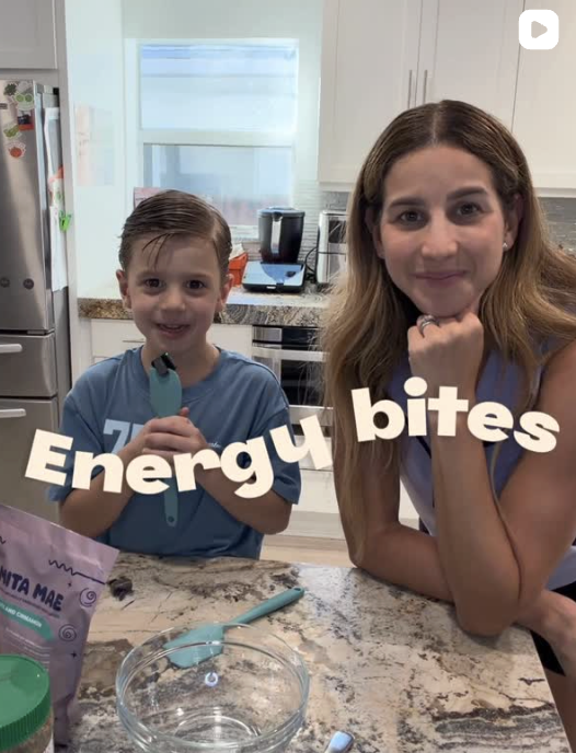 Carla and son making energy bites